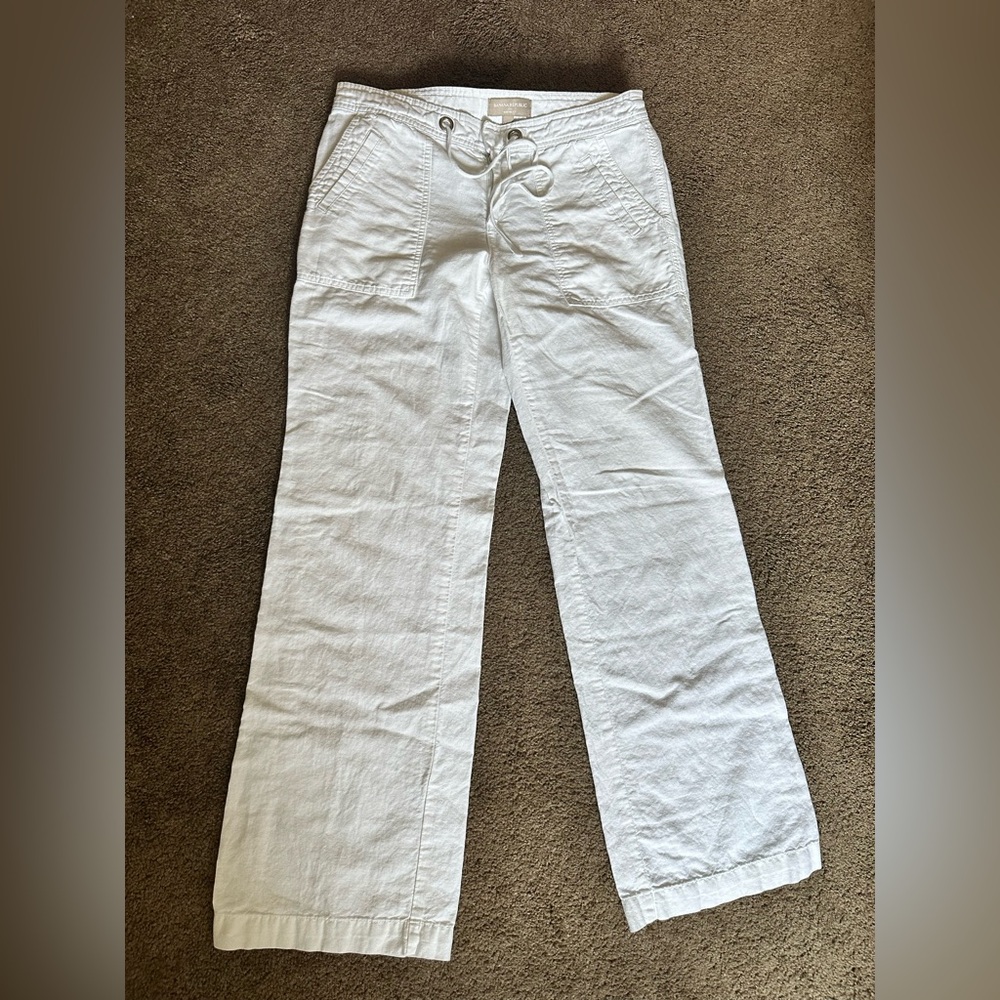 Banana Republic | Martin Fit Linen Cargo Pants - Optic White